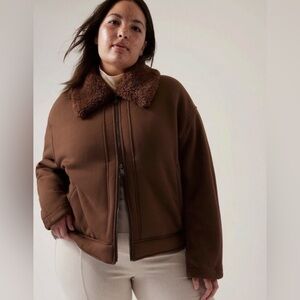NWT Athleta Westbound Sherpa Jacket Size Medium Mahogany Brown Fleece